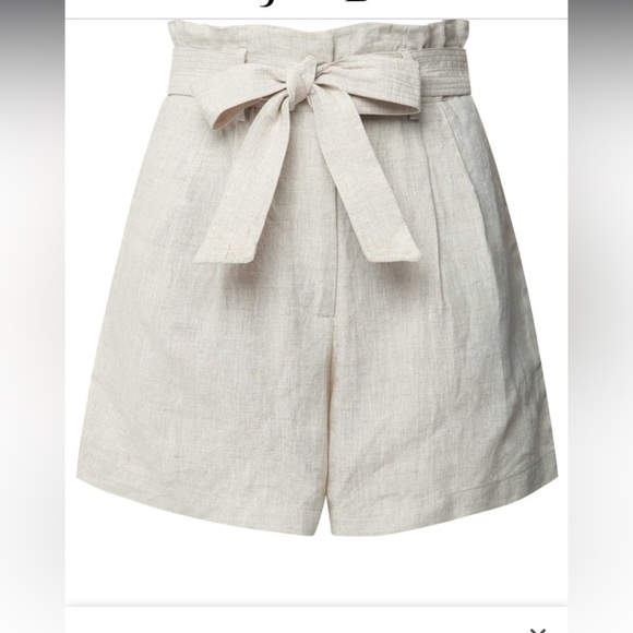 Scarlett poppies The Linen High-Waisted shorts natural beige paper-bag size L - Picture 4 of 11